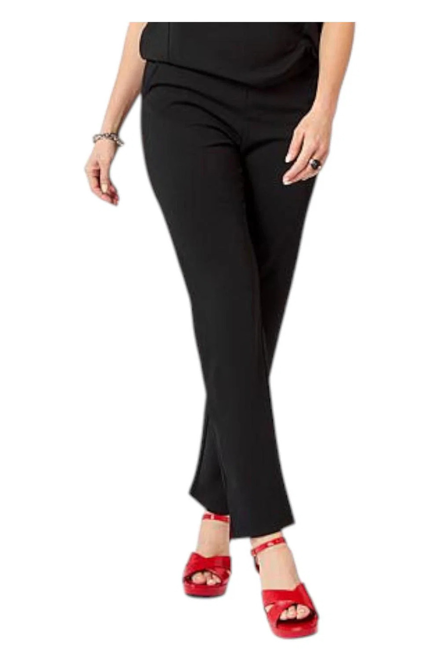 Vivica A. Fox Women's Luxe Crepe Straight Leg Trouser Pant Black - Regular
